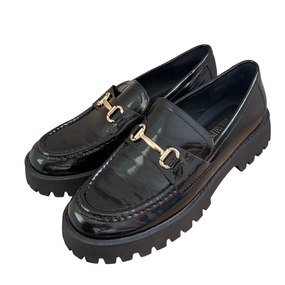 Dream Pairs Chunky Platform Slip On Loafers Black Patent Size 9